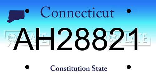 AH28821 Connecticut License Plate