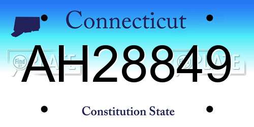 AH28849 Connecticut License Plate