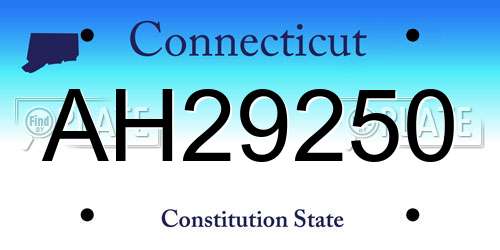 AH29250 Connecticut License Plate