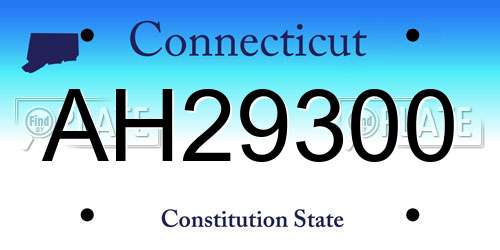 AH29300 Connecticut License Plate