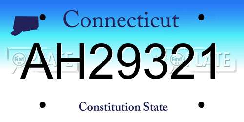 AH29321 Connecticut License Plate