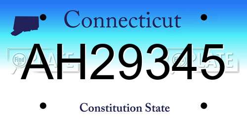 AH29345 Connecticut License Plate