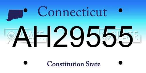 AH29555 Connecticut License Plate