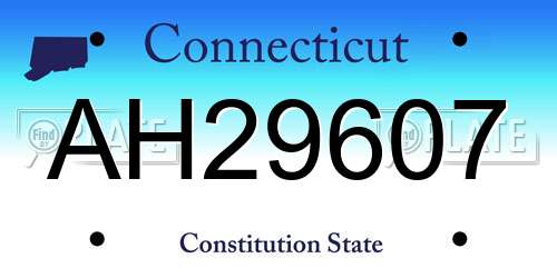AH29607 Connecticut License Plate