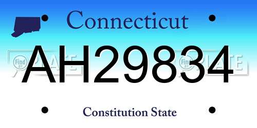 AH29834 Connecticut License Plate