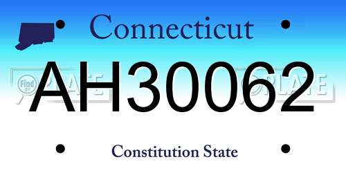 AH30062 Connecticut License Plate