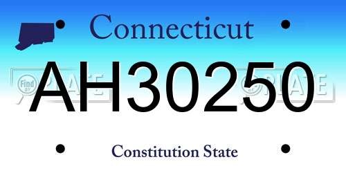 AH30250 Connecticut License Plate