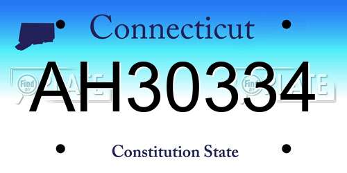 AH30334 Connecticut License Plate