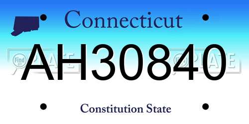 AH30840 Connecticut License Plate