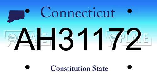 AH31172 Connecticut License Plate