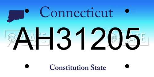 AH31205 Connecticut License Plate