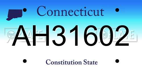 AH31602 Connecticut License Plate