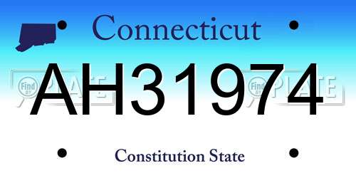 AH31974 Connecticut License Plate