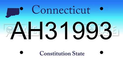 AH31993 Connecticut License Plate
