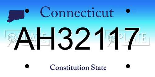 AH32117 Connecticut License Plate