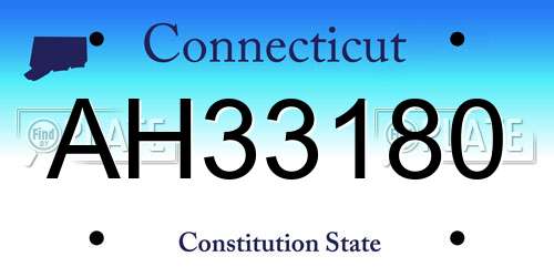 AH33180 Connecticut License Plate