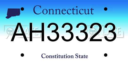 AH33323 Connecticut License Plate
