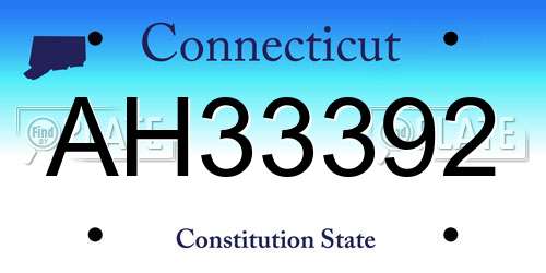 AH33392 Connecticut License Plate