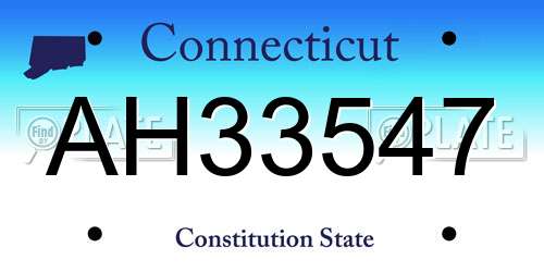 AH33547 Connecticut License Plate
