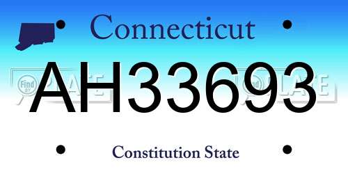 AH33693 Connecticut License Plate