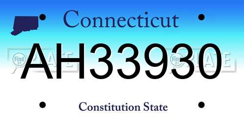 AH33930 Connecticut License Plate