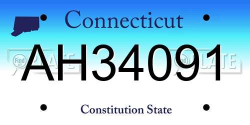 AH34091 Connecticut License Plate