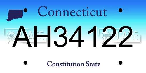 AH34122 Connecticut License Plate