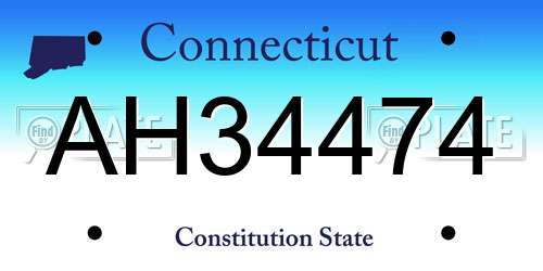 AH34474 Connecticut License Plate