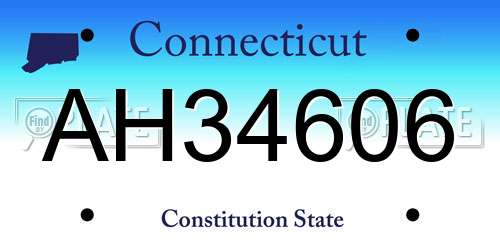 AH34606 Connecticut License Plate