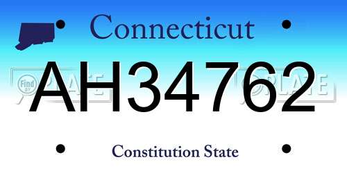 AH34762 Connecticut License Plate