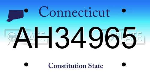 AH34965 Connecticut License Plate