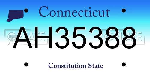AH35388 Connecticut License Plate