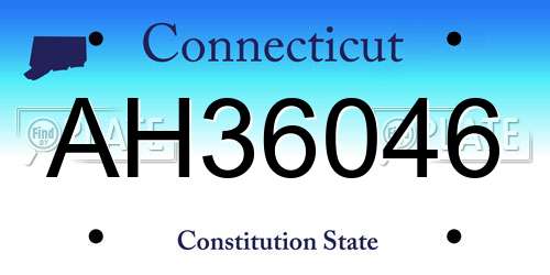 AH36046 Connecticut License Plate