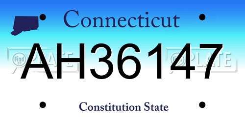AH36147 Connecticut License Plate