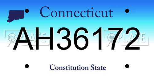 AH36172 Connecticut License Plate