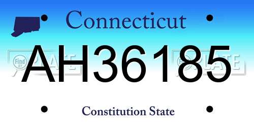 AH36185 Connecticut License Plate