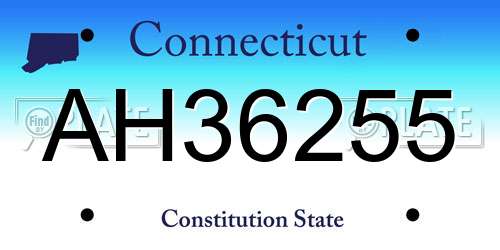 AH36255 Connecticut License Plate
