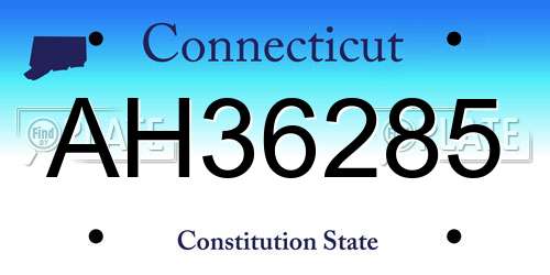 AH36285 Connecticut License Plate