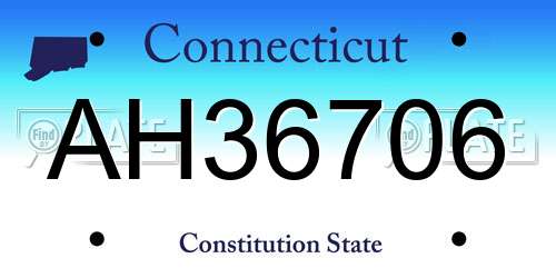 AH36706 Connecticut License Plate