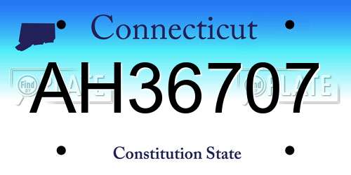 AH36707 Connecticut License Plate