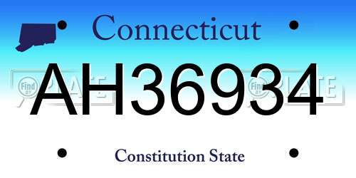 AH36934 Connecticut License Plate