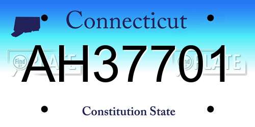 AH37701 Connecticut License Plate