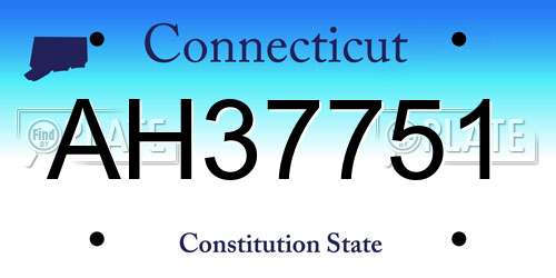 AH37751 Connecticut License Plate