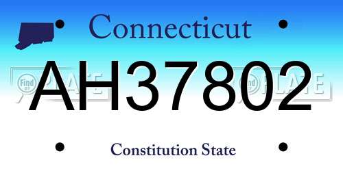 AH37802 Connecticut License Plate