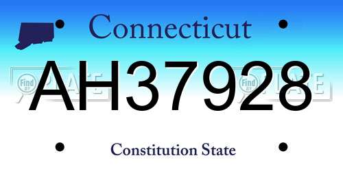 AH37928 Connecticut License Plate