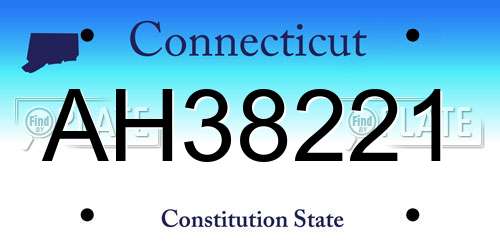 AH38221 Connecticut License Plate