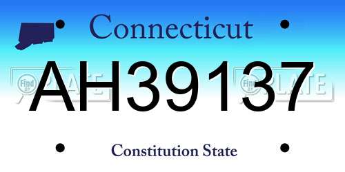 AH39137 Connecticut License Plate