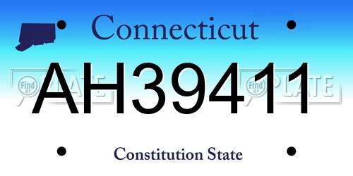 AH39411 Connecticut License Plate