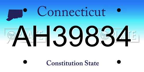 AH39834 Connecticut License Plate