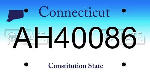 AH40086 Connecticut License Plate